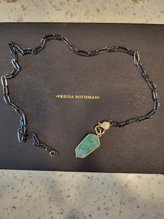 Freida Rothman Jewelry - Freida Rothman VAULT Paperclip Chain Necklace With Agate Charm